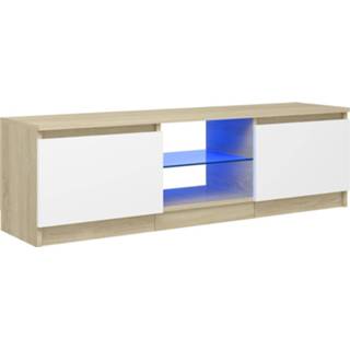 👉 Wit eiken Vidaxl Tv-meubel Met Led-verlichting 120x30x35,5 Cm Sonoma 8720286216989