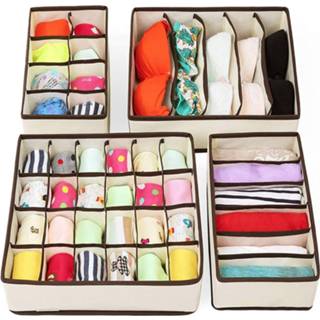 👉 Organizer beige Voor Kleding - Kledingverdeler 4 Stuks Opbergbox 8720254539188