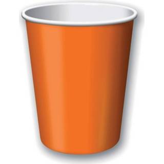 👉 Beker oranje papieren 24x Feest Bekertjes 256 Ml - Feestbekertjes 8720147952209