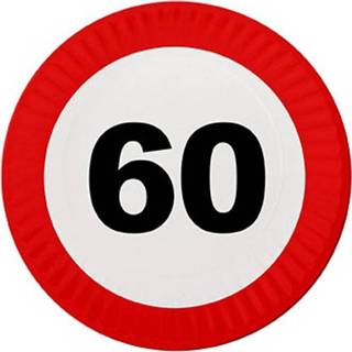 👉 Bord 24x Kartonnen Bordjes 60 Jaar Leeftijd Versiering 23 Cm - Feestbordjes 8720147942323