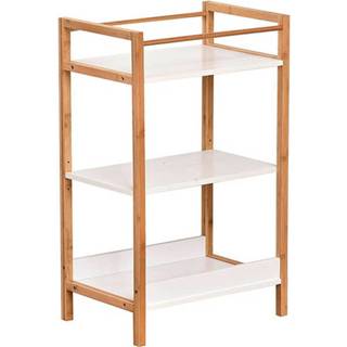 👉 Plank bruin wit bamboe Gebor - Meubelstuk Met Drie Planken Opbergrek 72x44x30cm Bruin/wit 8720359702326