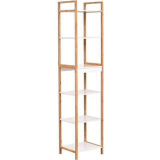 👉 Plank bruin wit bamboe Gebor - Meubelstuk Met 6 Planken Opbergrek 72x44x30cm Bruin/wit 8720359702333