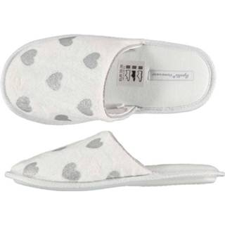 👉 Slippers wit meisjes Instap Slippers/pantoffels Met Zilveren Hartjes Maat 35-36 - Sloffen Volwassenen 8720576646854