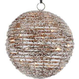 👉 Kerstbal wit bruin staal Countryfield Valera Led 30 Cm Wit/bruin 8718317842047