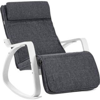 Relaxfauteuil wit grijs linnen Nancy's San Felipe Relax-fauteuil - Schommelstoel Voetsteun Verstelbaar Berkenhout 6019918799788