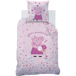 👉 Dekbedovertrek katoen Peppa Pig Flowers - Eenpersoons 140 X 200 Cm 3272760473456