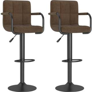 👉 Barkruk bruin stof Vidaxl Barkrukken 2 St 8720286530184