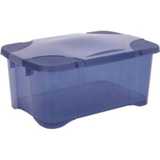 👉 Plastic opbergbox blauw Eda Clip'box 30 L - Deksel Met Scharnier 54 X 36 24,5 Cm 3086960243746
