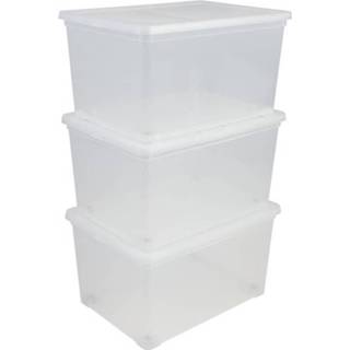 👉 Opbergdoos transparant Iris Ohyama Set Van 3 Opbergdozen Met Deksel Op Wielen Ncbr-50 - 3x 50 L L54 X B39,5 H30,5 Cm 8716382205460