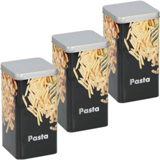 👉 Macaroni metalen blikken 3x Pasta/macaroni Voorraadblikken/voorraadbussen 2000 Ml - Voorraadblikken 8720147681802