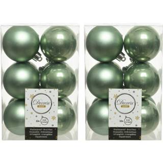 👉 Kerstbal groen kunststof 24x Kerstballen Glanzend/mat Salie 6 Cm Kerstboom Versiering/decoratie - 8720276321860