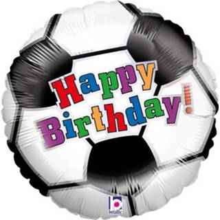👉 Folie Ballon Happy Birthday Met Voetbal Print 46 Cm - Ballonnen 8720276073585