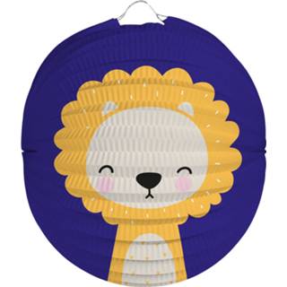 👉 Lampion blauw geel papier Folat Leeuw Junior 22 Cm Donkerblauw/geel 8714572505604