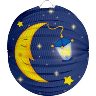 👉 Lampion blauw geel papier Folat Maan Junior 22 Cm Blauw/geel 8714572505628
