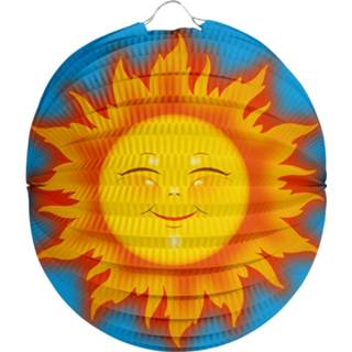 👉 Lampion blauw oranje papier Folat Zon 22 Cm Blauw/oranje 8714572505635