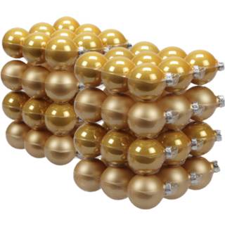 👉 Kerstbal glans 72x Stuks Glazen Kerstballen Saffraan 4 En 6 Cm Mat/glans - 8720576416518