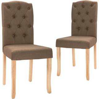 👉 Eetkamerstoel bruin stof Vidaxl Eetkamerstoelen 2 St 8720286599044