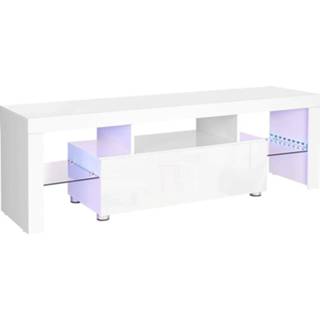 👉 Wit Nancy's Tv Kast Meubel - Meubels Met Led Verlichting Hoogglans Opbergruimte 140 X 35 45 Cm 6013817215257