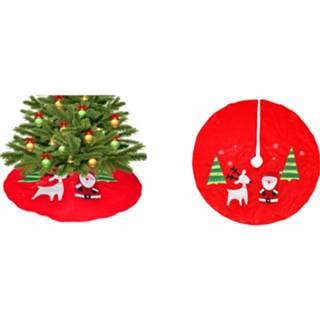 👉 Kerstboom rood vilt Kerstboomrok/kerstboom Voet Kleed 90 Cm - Kerstboommand / Huls 3700299937113