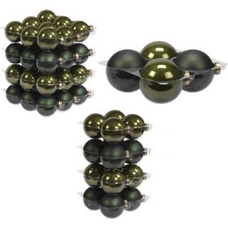 👉 Kerstbal glans 60x Stuks Glazen Kerstballen Donker Olijf 6, 8 En 10 Cm Mat/glans - 8720576404911