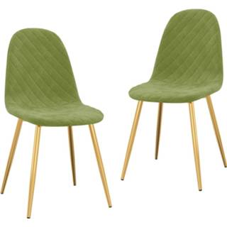 👉 Eetkamerstoel groen fluweel Vidaxl Eetkamerstoelen 2 St Lichtgroen 8720286180341