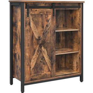 👉 Opbergkast bruin hout Nancy's Woodland - Dressoir Kast Met 3 Planken Industrieel 70 X 30 80 Cm 6013821115161