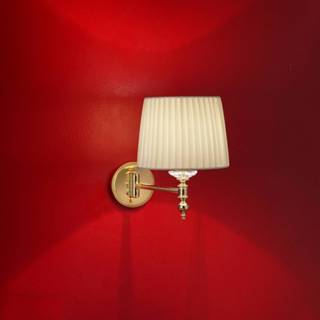 👉 Wand lamp messing zijde verguld wandlamp Grace met zijden kap, 34 cm