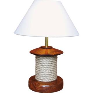 👉 Tafellamp bruin hout Interessante PULLEY met