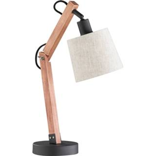 👉 Tafel lamp bruin zwart hout Chique tafellamp Janko van