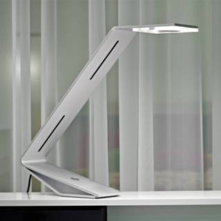👉 Tafellamp zilvergrijs alu LED Flad,