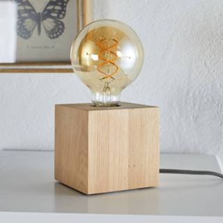 👉 Tafel lamp a++ eiken antraciet Kubusvormige tafellamp Trongo, kabel