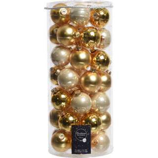 👉 Kerstbal glans parel goud active 49x stuks glazen kerstballen parel/goud 6 cm en mat