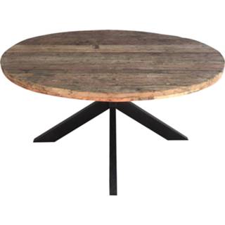 👉 Eettafel hout staal mannen Livingfurn Eetkamertafel Dakota Round Spider Leg Mango & Gecoat 130 Cm 7439612424424