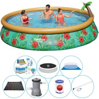 👉 Zwembad Bestway Fast Set Paradijs Bloemen Rond 457x84 Cm - Bundel 8720574949544