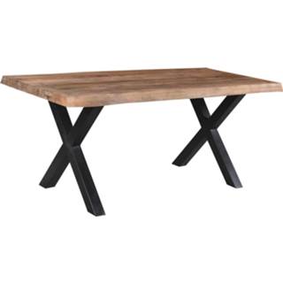 👉 Livingfurn Eetkamertafel Tree Top X-poten Mango Hout En Gecoat Staal 180x90 Cm