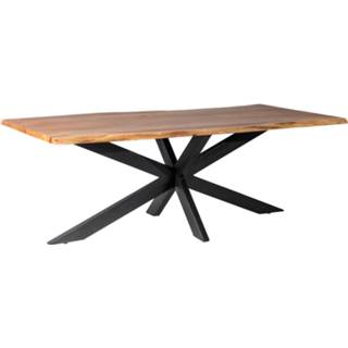 👉 Eettafel hout staal Livingfurn Eetkamertafel Live Edge Spider Leg Acasia Gecoat 220 Cm 7439612529501