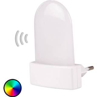 👉 Stopcontactlampje kunststof wit multicolour LED stopcontactlamp Bunda sensor RGB