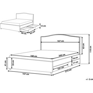 👉 Stof grijs wit Bed met opbergruimte 160 x 200 cm LED MONTPELLIER 4260624113562