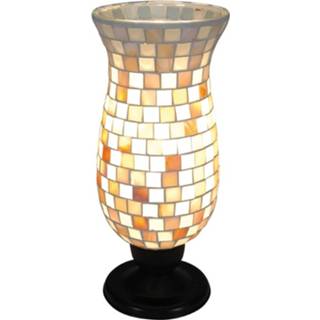 Tafel lamp glas geel a++ Tafellamp Yara met mozaïek kap