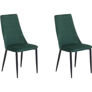 👉 Eetkamerstoel groen Beliani Clayton - Set Van 2-groen-fluweel 4260624115115