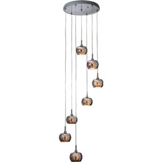 👉 Hang lamp glas kristal chroom a+ warmwit LED hanglamp Arian met kristallen, 7-lamps