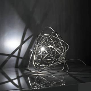 👉 Tafel lamp nikkel metaal warmwit a+ Terzani Doodle - LED tafellamp in
