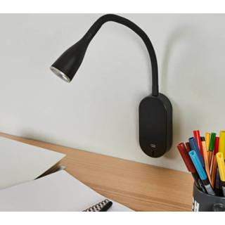 👉 Wandlamp zwart Verstelbare led Enna met USB-poort