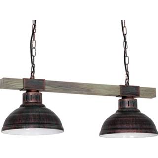 👉 Hang lamp hout roestbruin a++ Hanglamp Hakon 2-lamps roestbruin/hout natuur