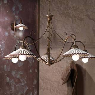 👉 Wand lamp keramische keramiek a++ lichtroze roze Wandlamp Rosina, brons met kap