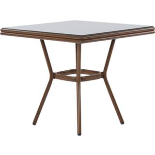 👉 Terrastafel Donkere Houtkleur bruin aluminium Tuintafel donkerbruin CASPRI 4251682258777