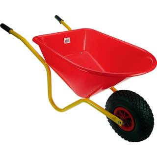 👉 Talen Tools Kinderkruiwagen 35 liter geel / rood met metalen onderstel