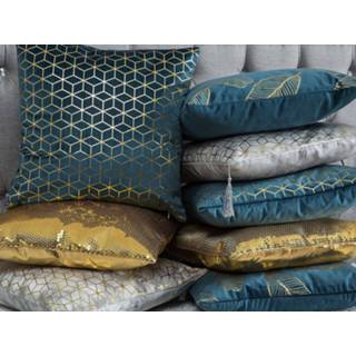 👉 Sierkussen blauw fluweel set van 2 FREESIA 4251682235952