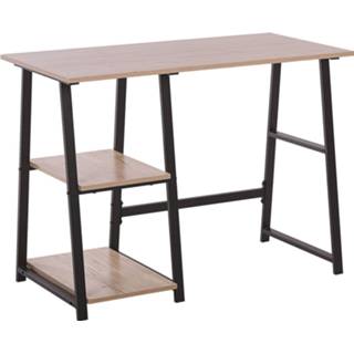 👉 Bureau Lichte Houtkleur bruin zwart lichtbruin/zwart 100 x 50 cm GLENDORA 4251682266444