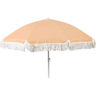 👉 Grijs polyester 4goodz Strandparasol Met Kantfranje 180 Cm - 6013919390395